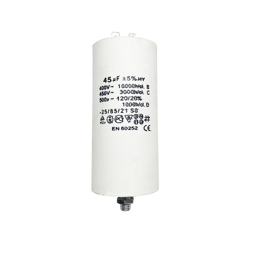 Конденсатор UNITED PARTS CBB60, 45 мкФ, 450В, 2 клеммы, шпилька M8 (90-0996), шт