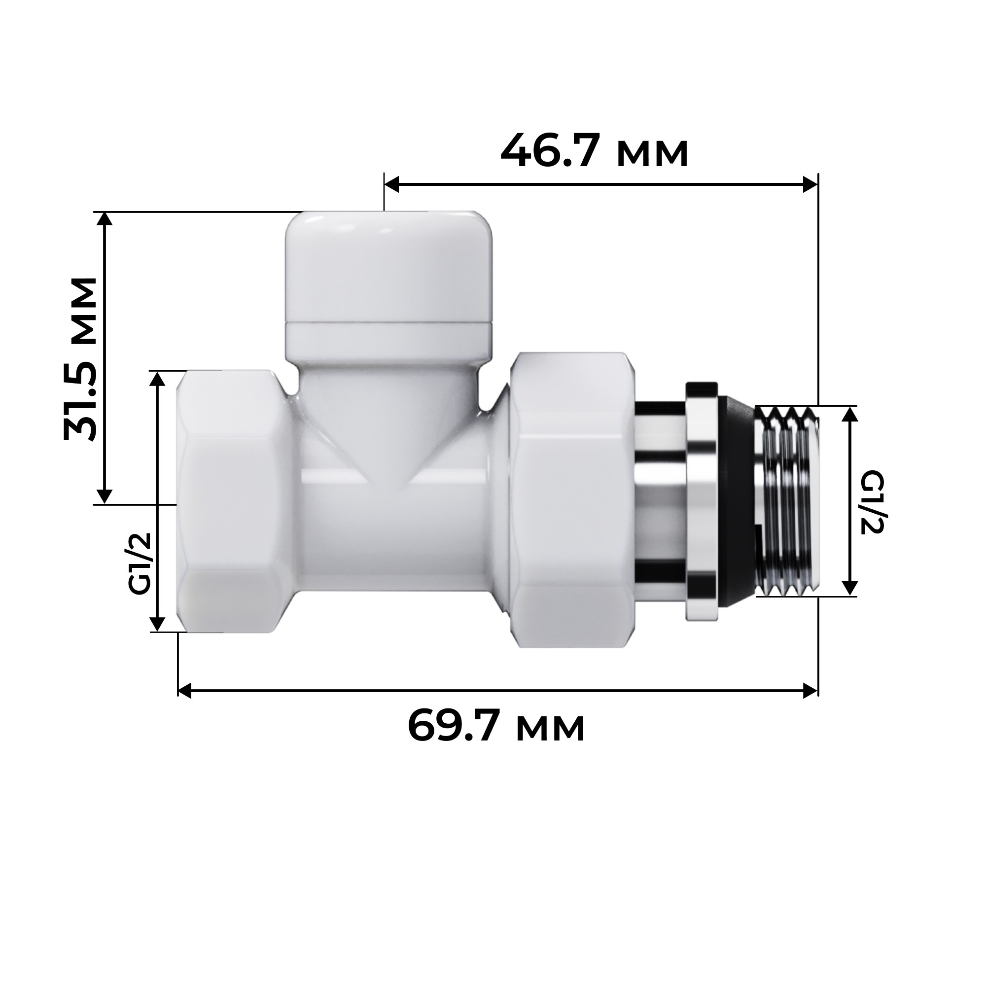 Набор термостатический прямой Royal Thermo Design 1/2"М30х1,5 (Белый)
