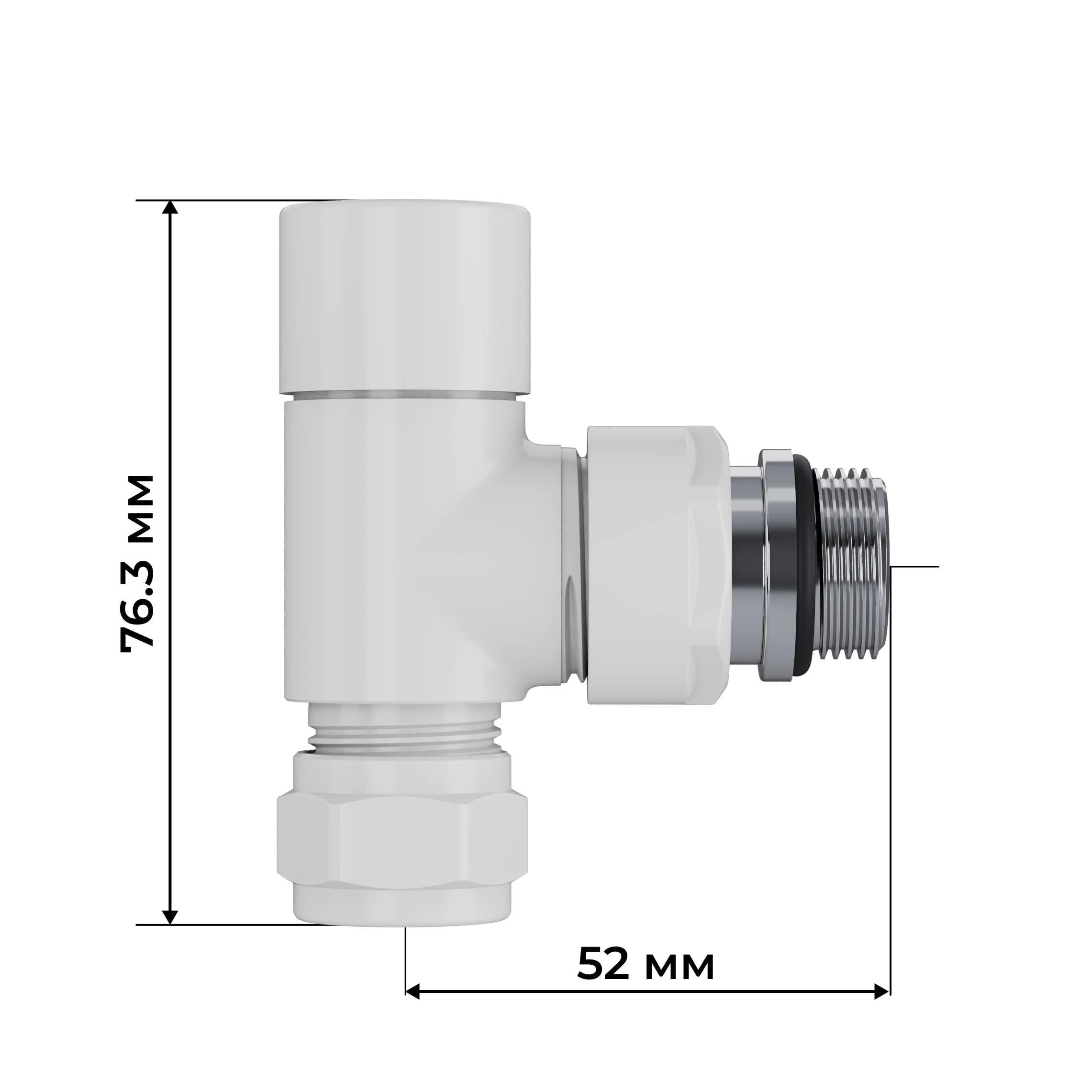 Набор термостатический угловой Royal Thermo Design Pro 15мм М30х1,5 (Белый)