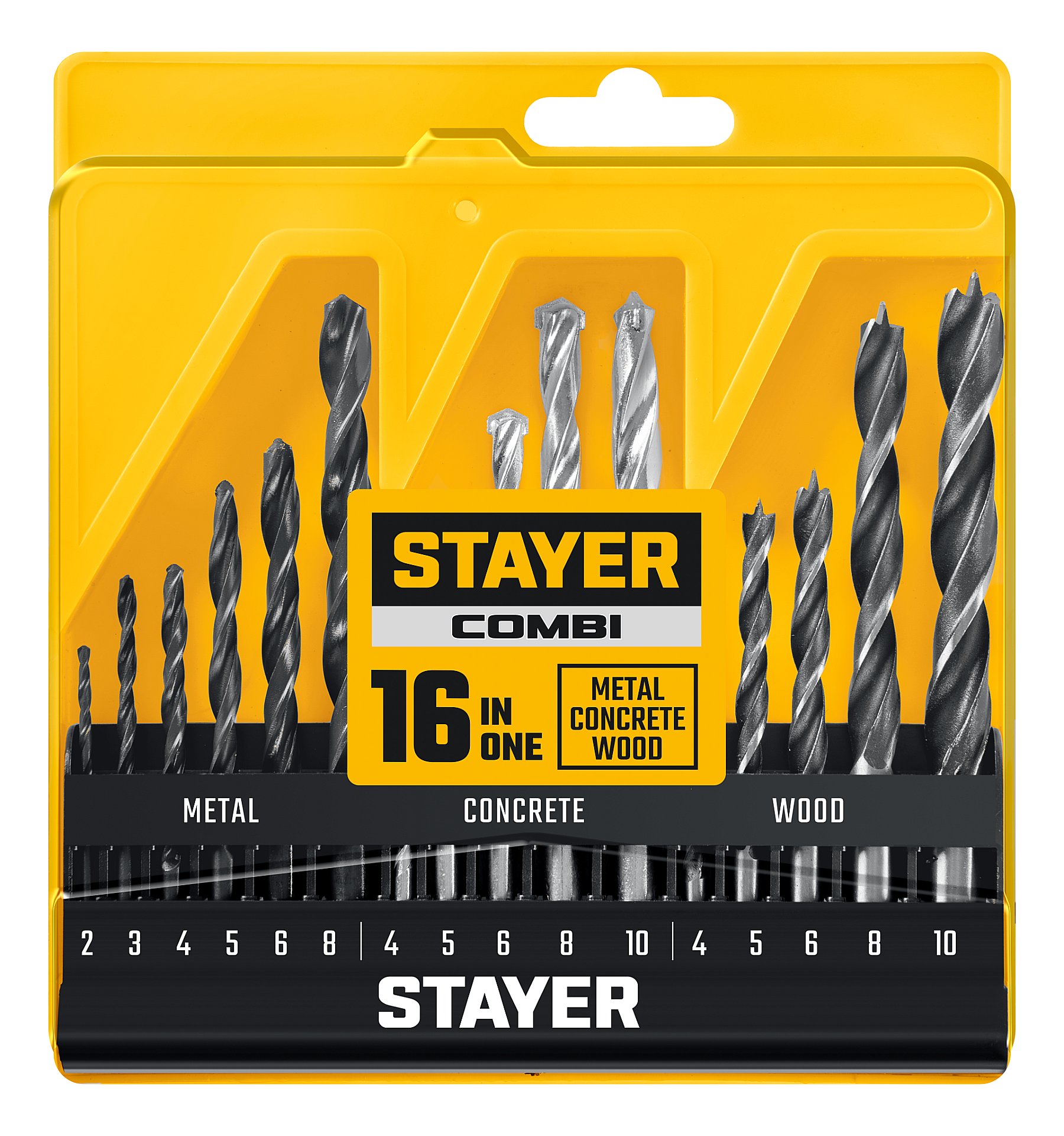 STAYER Combi 16 предметов, набор комбинированных сверл (29720-H16)