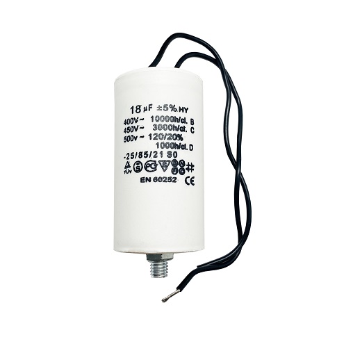 Конденсатор UNITED PARTS CBB60, 18 мкФ, 450В, гибкие выводы, шпилька М8 (90-1005), шт