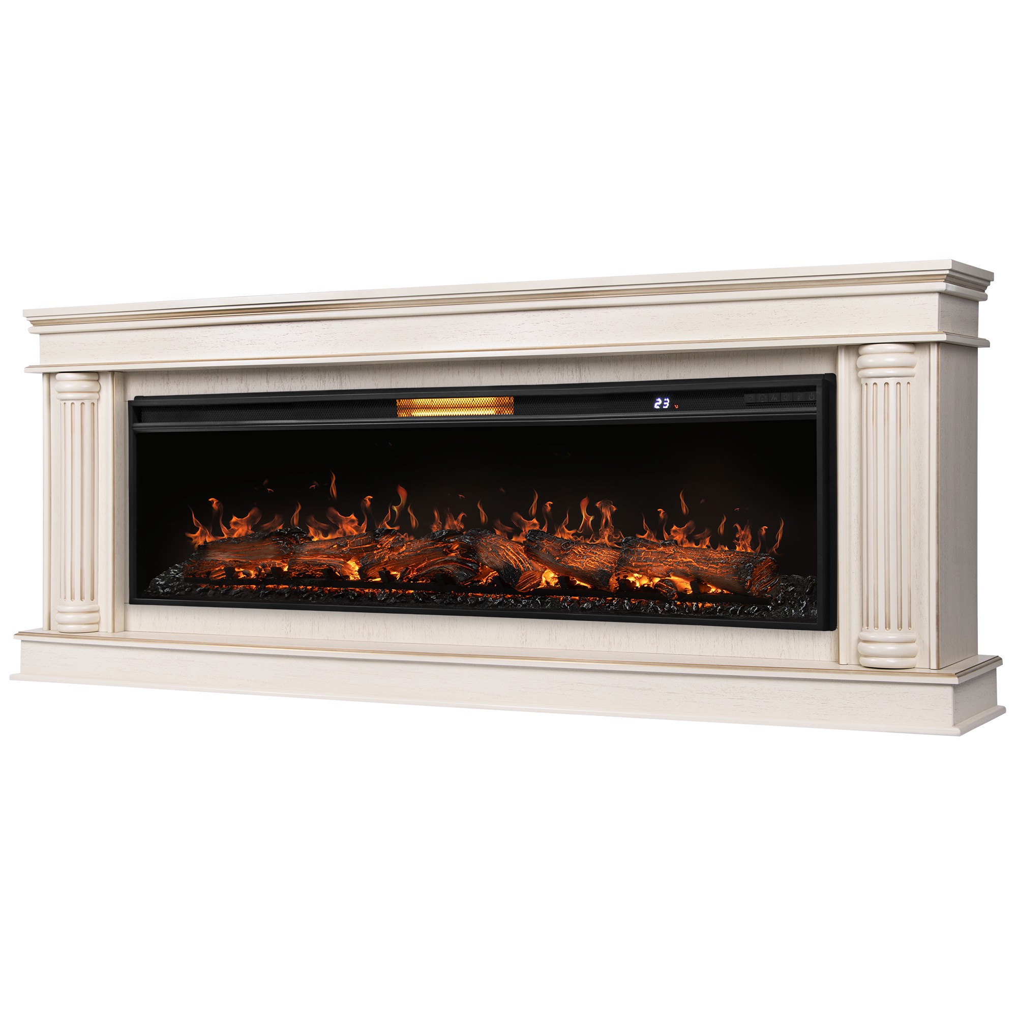 Каминокомплект: Очаг Royal Thermo Aurora RTFP/P-AR60LS, портал Olympia 60 сл. кость с зол. патиной