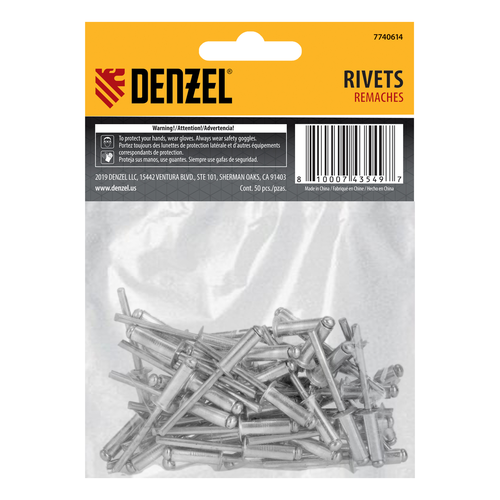 Заклепки алюминиевые, 3/16"-5/8", 5 х 15 мм, 50 шт Denzel