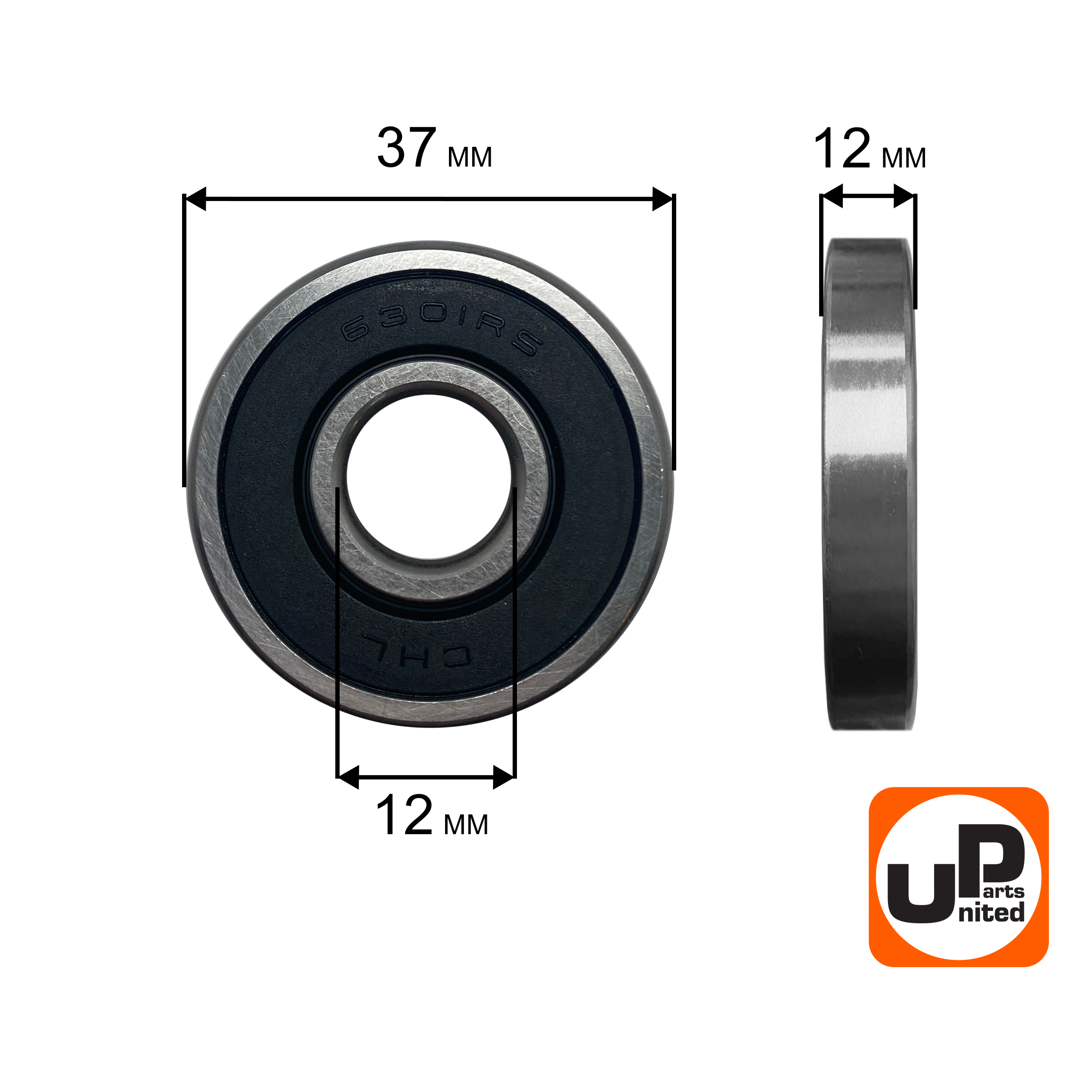 Подшипник шариковый UNITED PARTS 6301-2RS (90-0418), шт