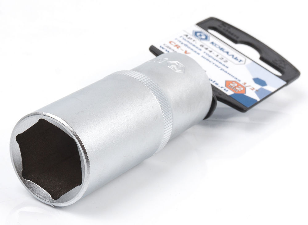 Головка торцевая глубокая КОБАЛЬТ 1/2", 22 мм, Cr-V(1 шт.) подвес