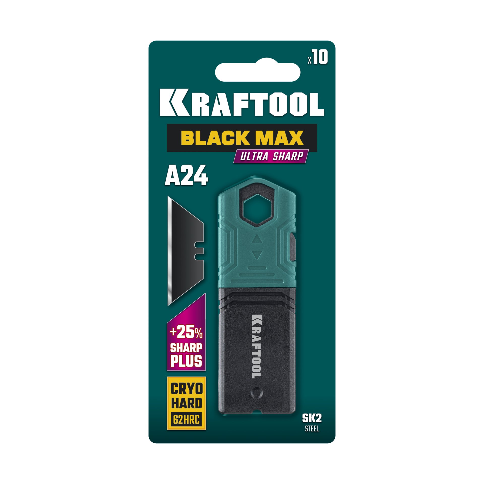 KRAFTOOL BlackMax-A24, 10 шт, трапециевидные лезвия (09624-S10)
