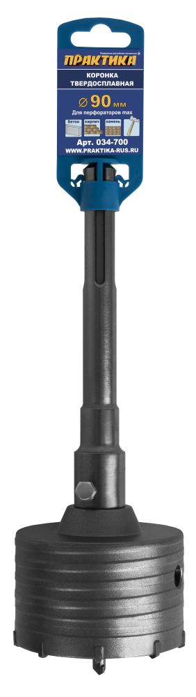 Коронка твердосплавная ПРАКТИКА SDS-Max ударная  90 мм (1шт.) клипса
