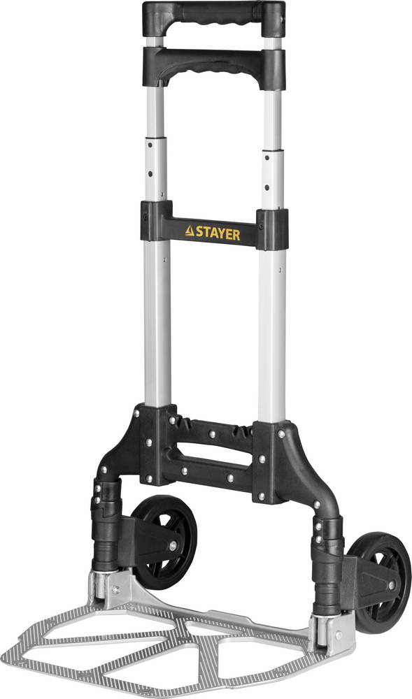 STAYER PROTruck до 70кг, каркас и платформа из алюминия, платформа 39х28см, колёса d13см, вес 3,0кг, складная хозяйственная тележка (38755-70)