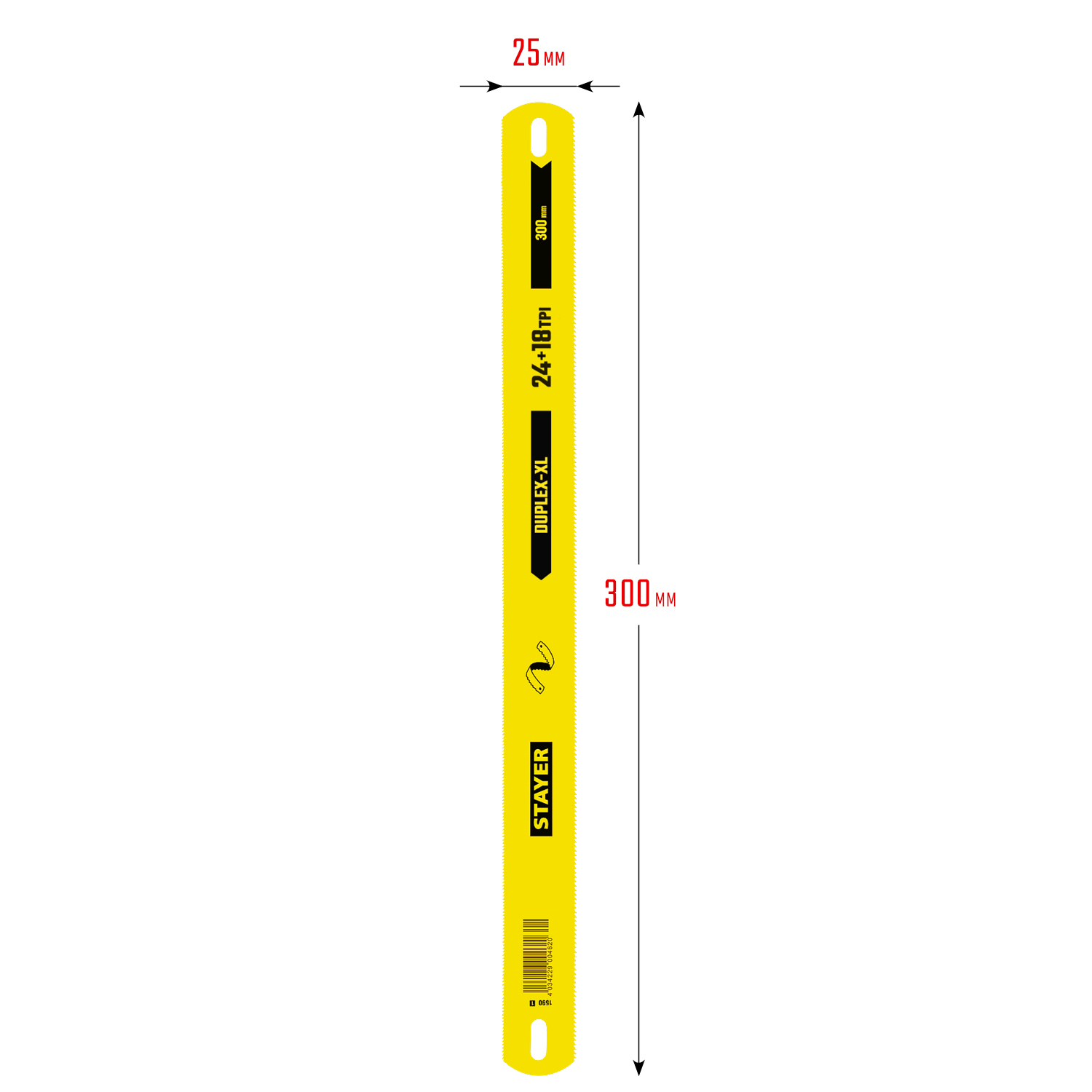 STAYER Duplex-XL, 24 + 18 TPI, 25 х 300 мм, 1 шт, коробка 50 шт, двустороннее широкое полотно по металлу (1590)