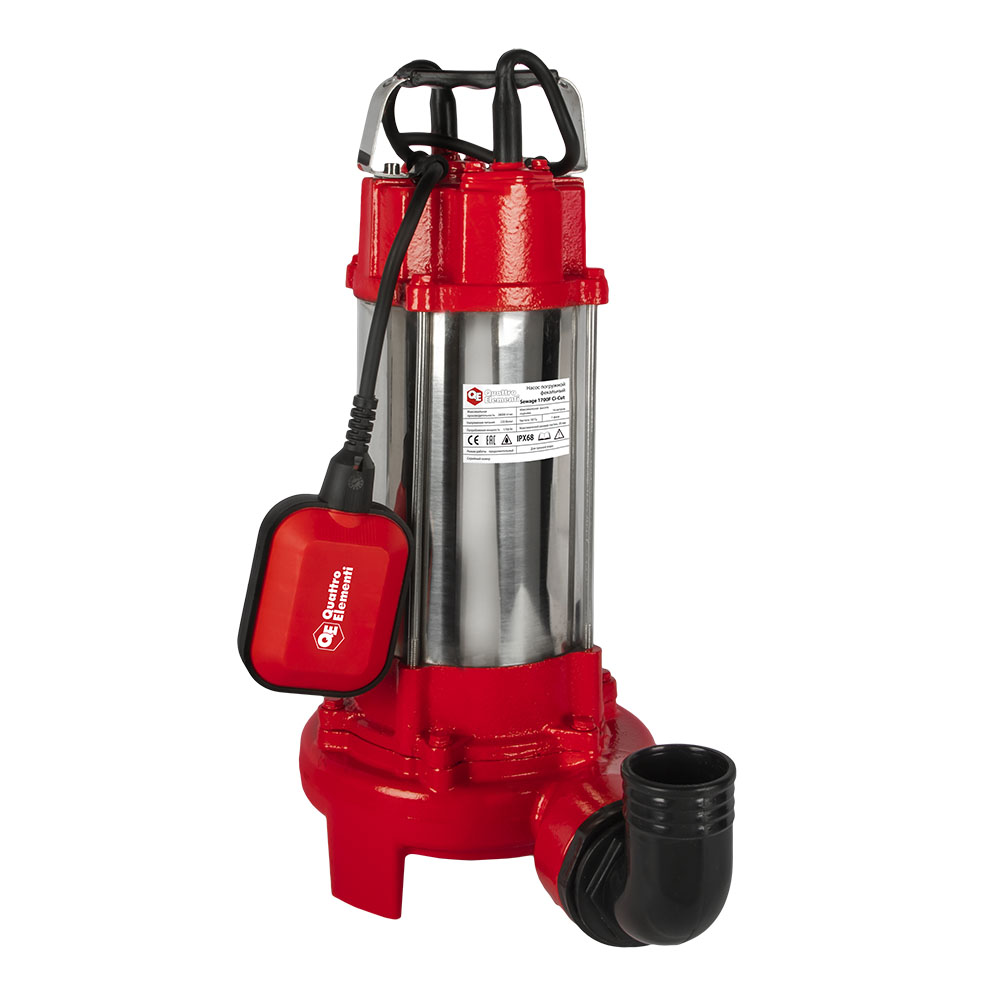 Насос фекальный QUATTRO ELEMENTI Sewage 1700F Ci-Cut (1700 Вт, 28000 л/ч, грязевой, 16 м, 21 кг, чуг, шт