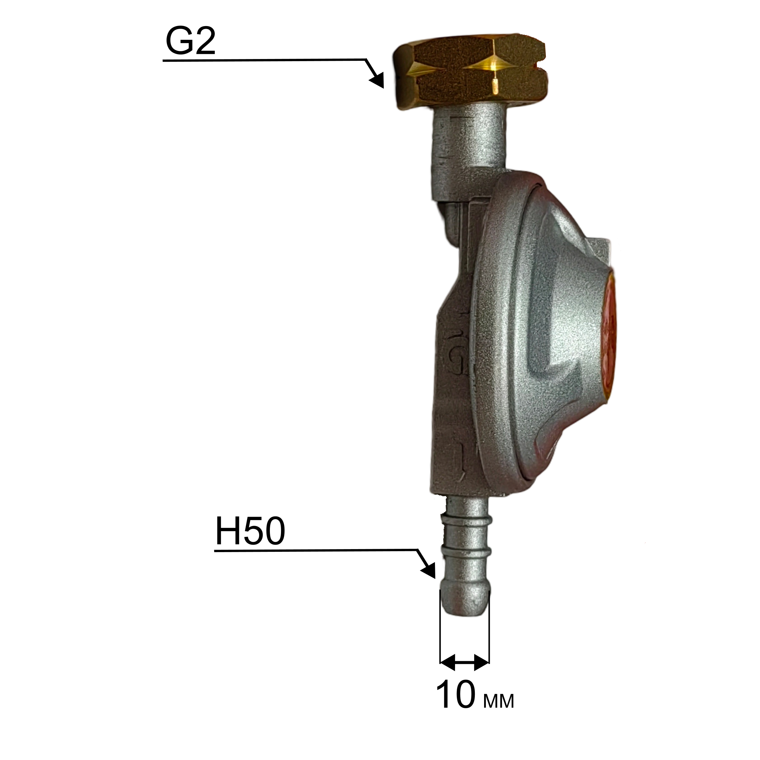 Редуктор газового балона QUATTRO ELEMENTI QE-3300/4000/5000Gi  0.03 bar. с шлангом  (798-737-21), шт