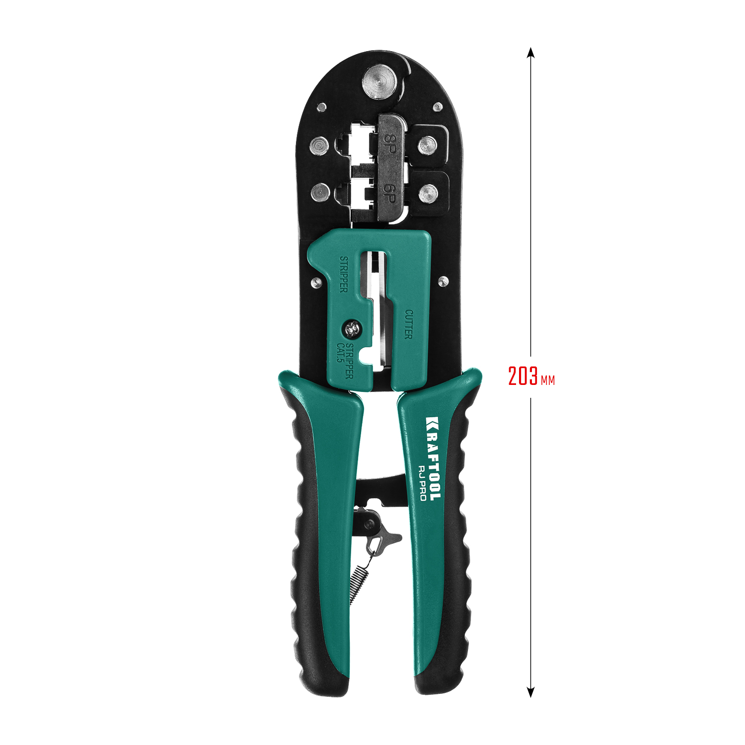 KRAFTOOL RJ-Pro, (RJ45, RJ11,RJ12), храповый механизм, универсальный кримпер (22698)