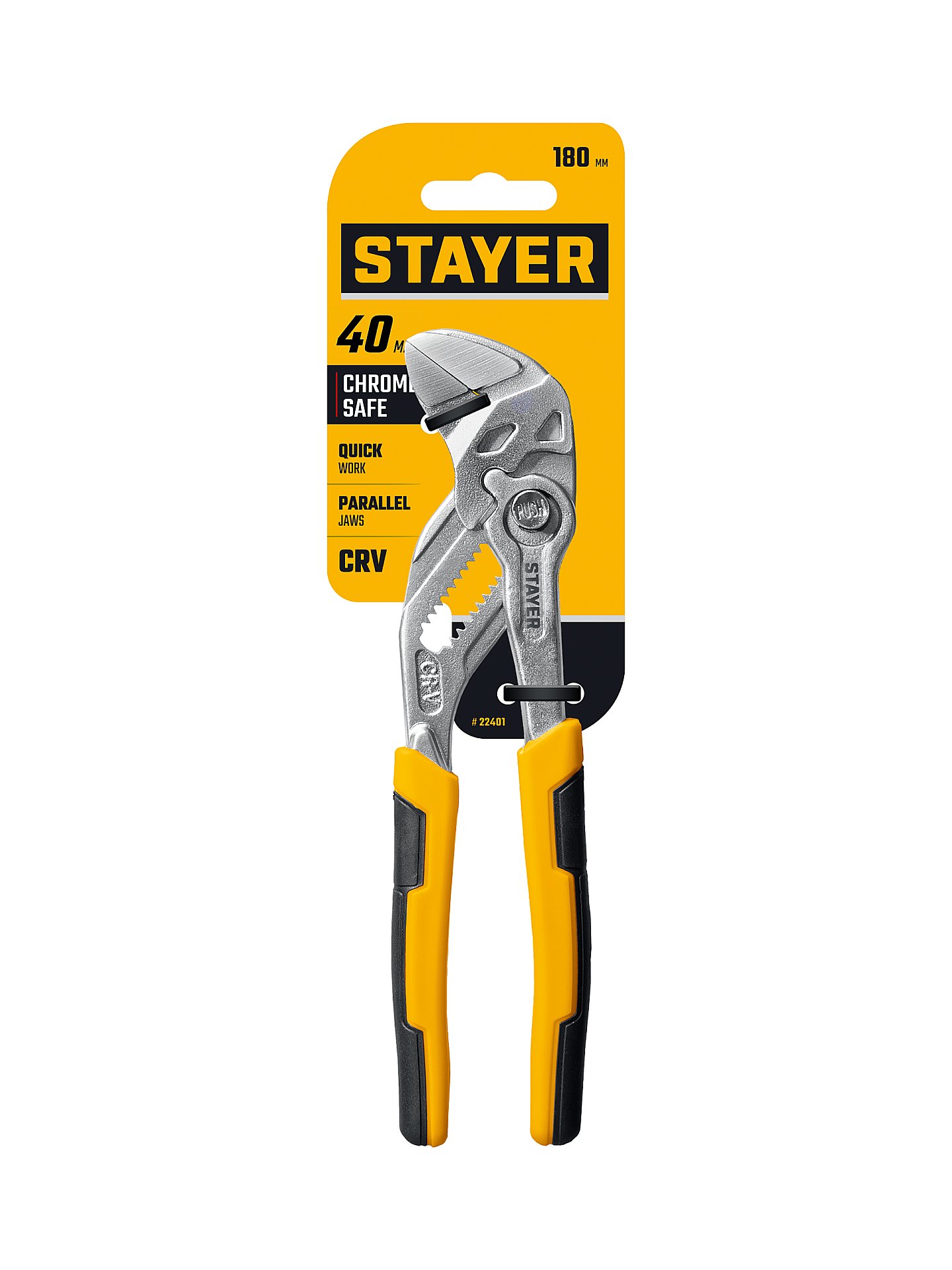 STAYER PlierWrench 180 мм, захват 40 мм, переставные клещи-гаечный ключ (22401)
