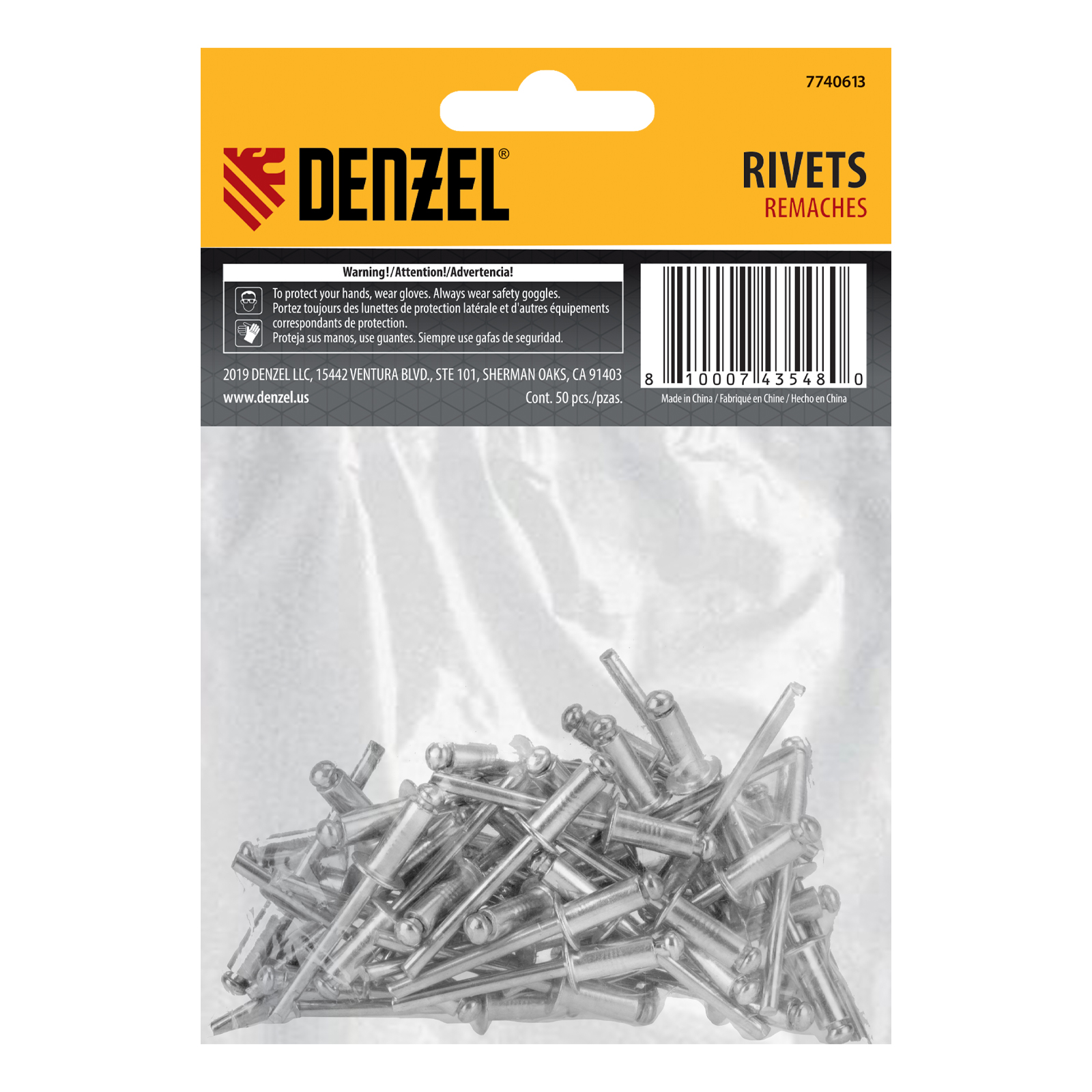 Заклепки алюминиевые, 3/16"-1/2", 5 х 12 мм, 50 шт Denzel