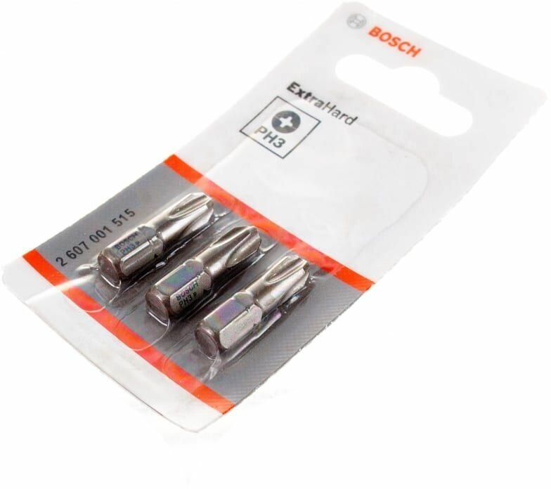 Бита BOSCH PH-3 x 25 мм (3 шт), блистер  (2607001515), шт