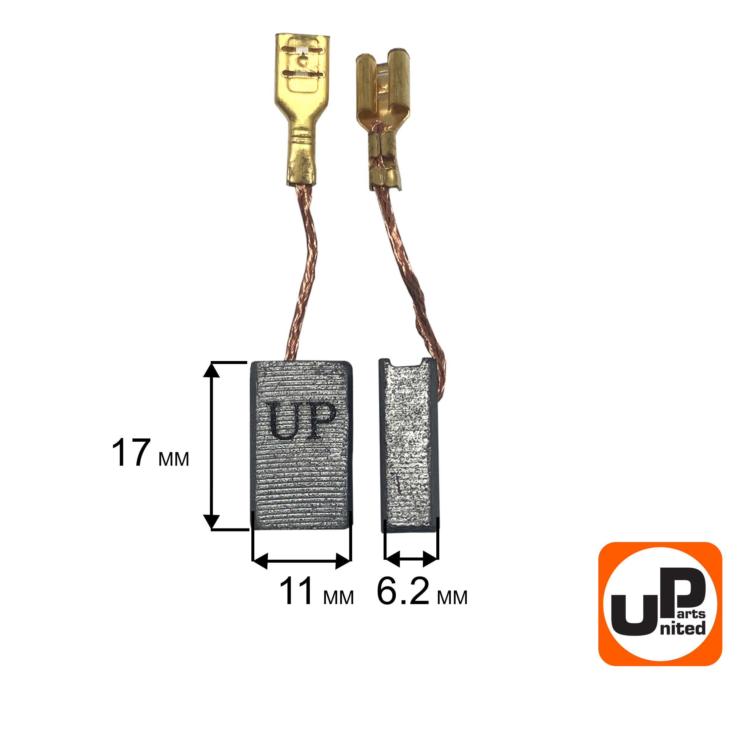 Щетка графитовая UNITED PARTS для эл. инструмента 6,2х11х17мм, пар
