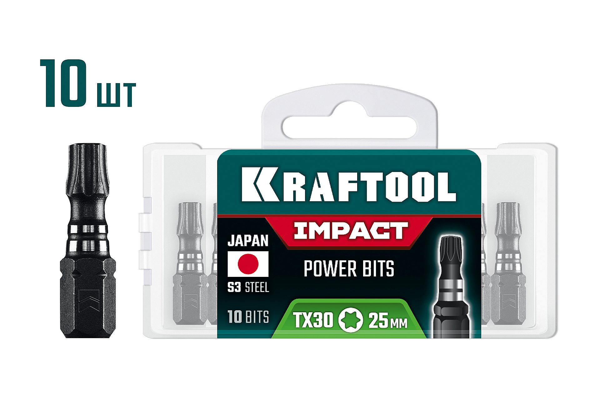 KRAFTOOL Impact TX 30, 25 мм, 10 шт, ударные биты (26195-30-25-S10)