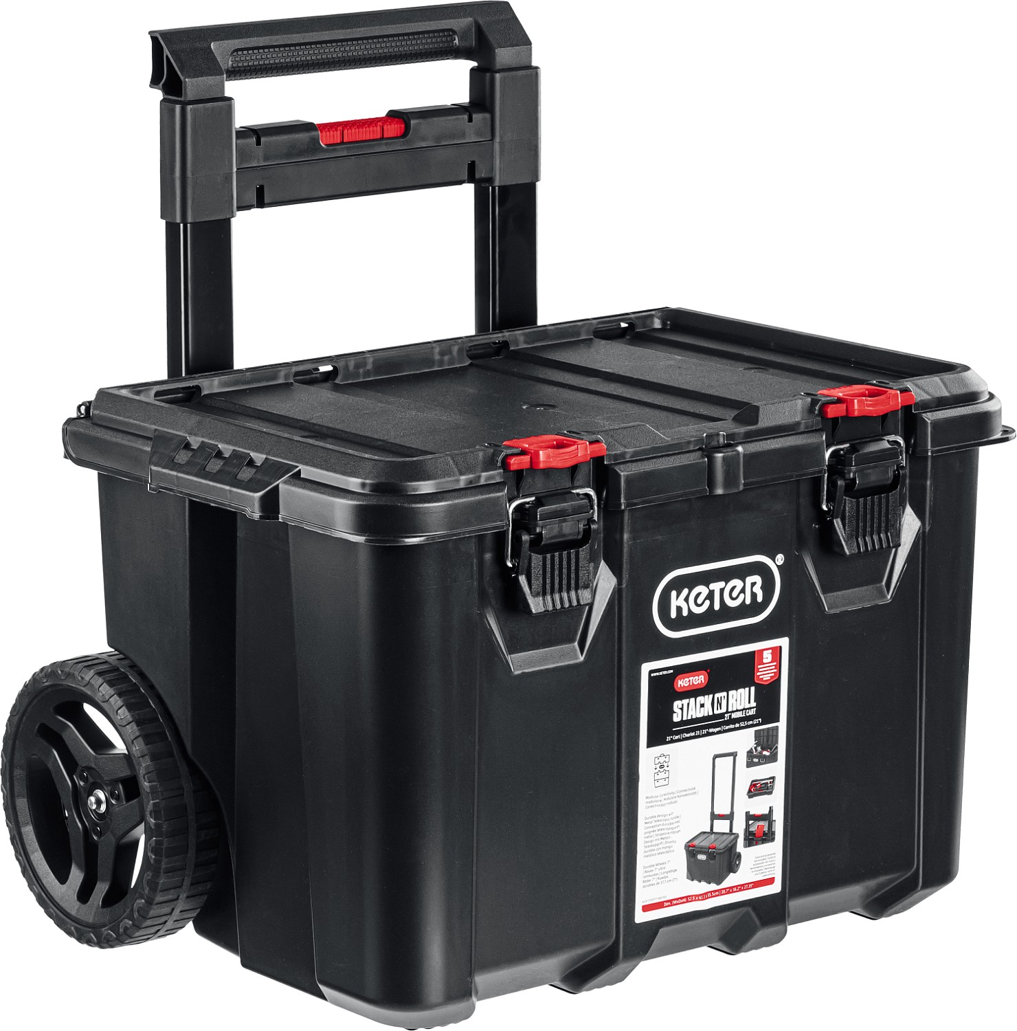 KETER STACKNROLL, 525 х 411 х 560 мм, (21″), пластиковый ящик-тележка на колесах (38397)