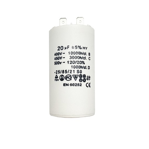 Конденсатор UNITED PARTS CBB60, 20 мкФ, 450В, 2 клеммы (90-0977), шт