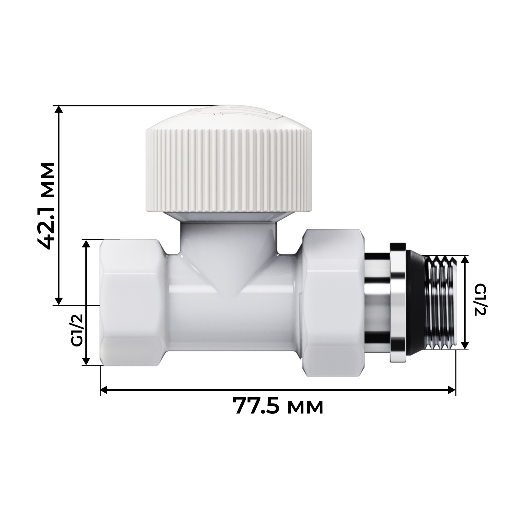 Набор термостатический прямой Royal Thermo Design 1/2"М30х1,5 (Белый)