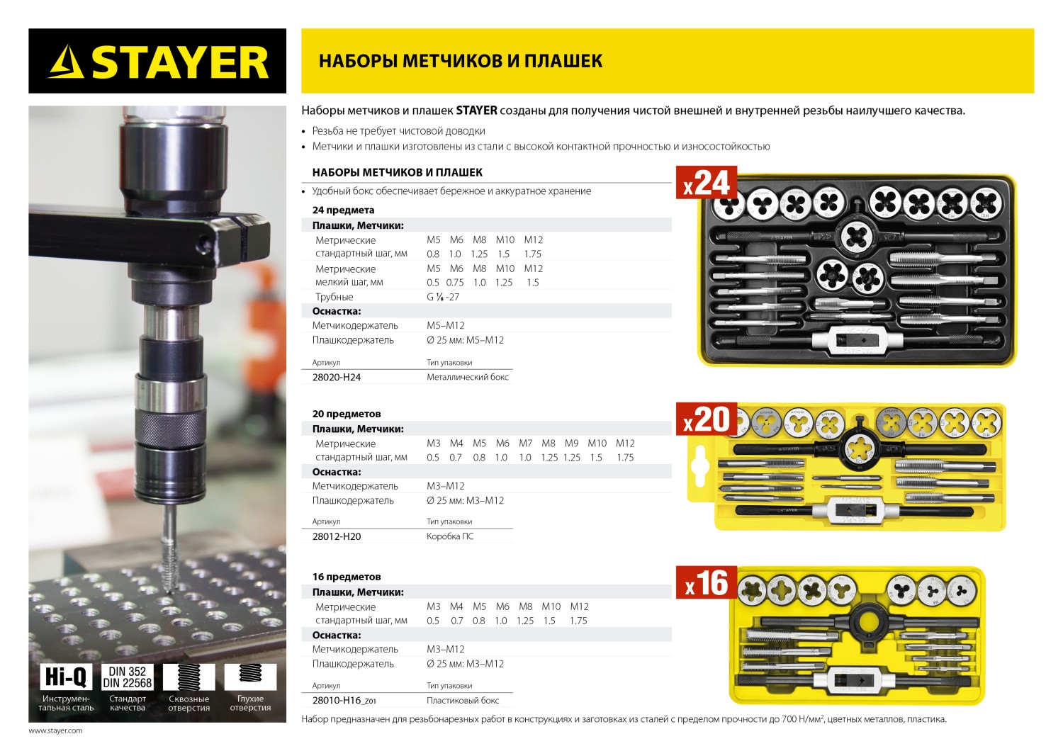 STAYER MaXCut, 24 предмета, легированная сталь, набор метчиков и плашек (28020-H24)