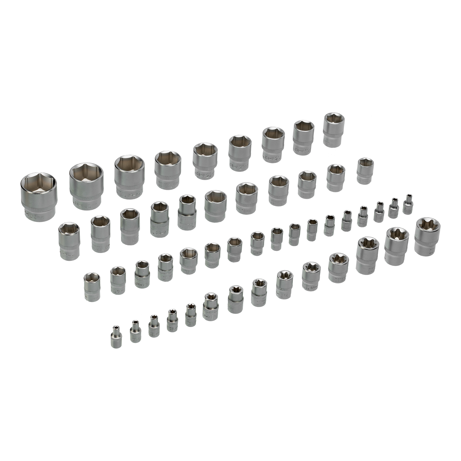 Набор инструментов, 1/2", 1/4", 3/8", CrV, S2, пластиковый кейс, 216 предметов Denzel
