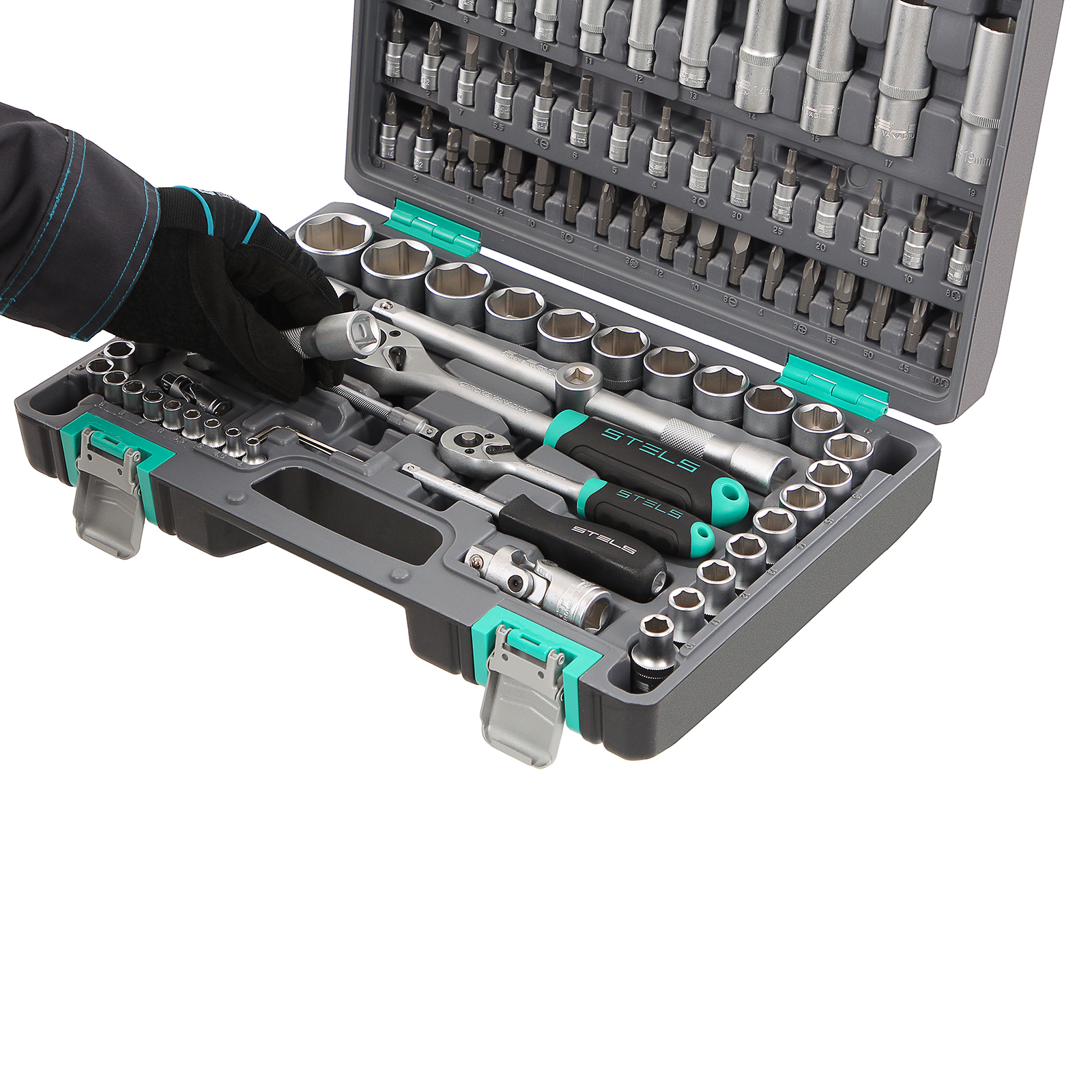 Набор инструментов, 1/2", 1/4", CrV, пластиковый кейс 94 предмета Stels