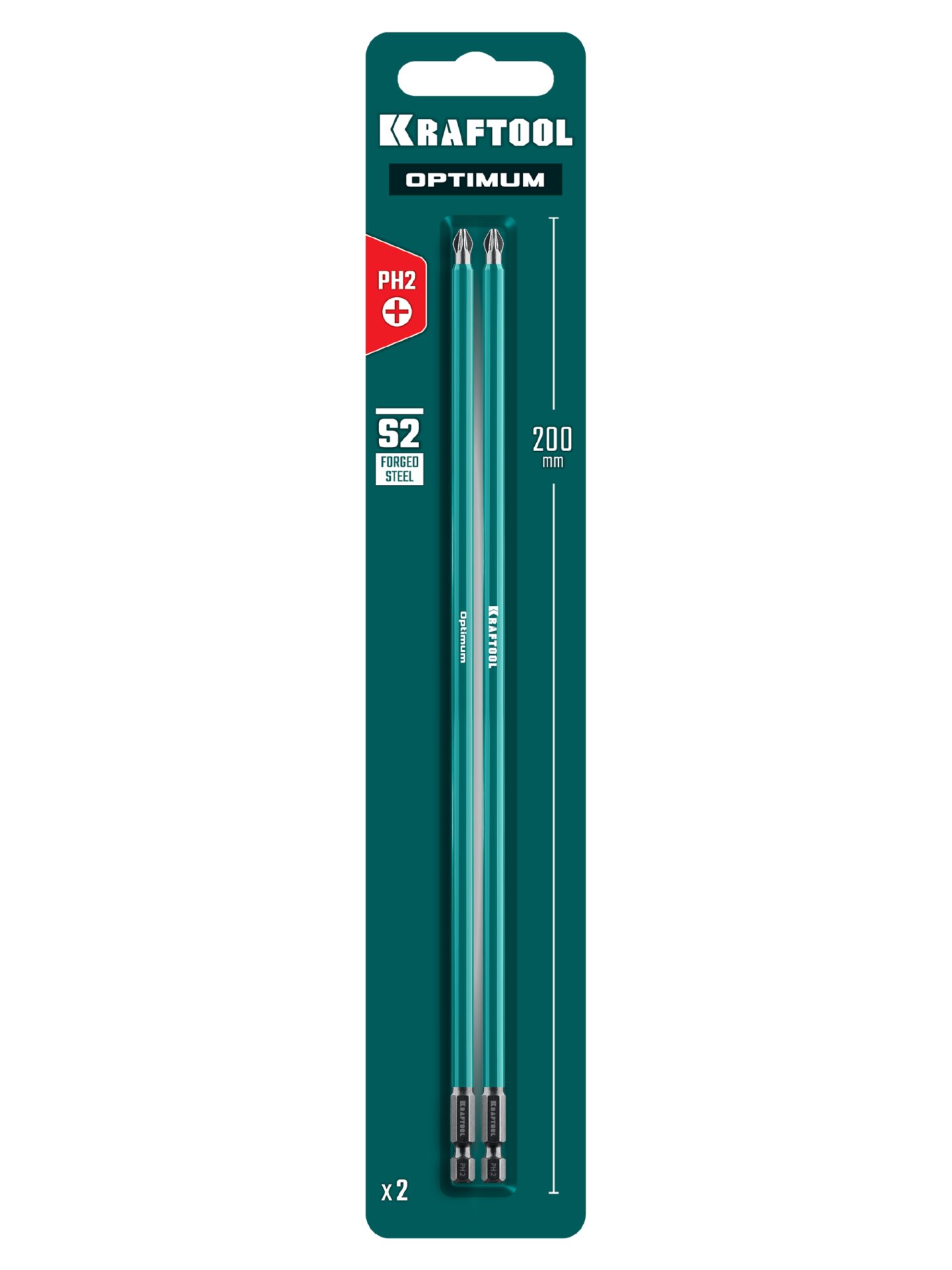 KRAFTOOL OPTIMUM PH 2, 200 мм, 2 шт, биты (26122-2-200-2)