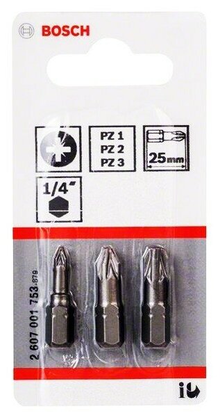 Бита отверточная BOSCH Torx-15 x 25 мм (3 шт), блистер (2607001607), шт