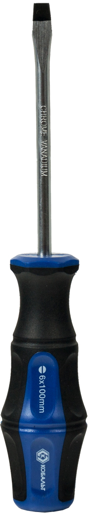 Отвёртка КОБАЛЬТ Ultra Grip SL 6,0 х 100 ммCR-V, двухкомпонентная рукоятка (1 шт.) подвес