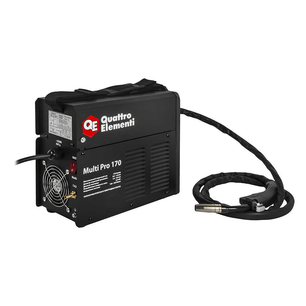 Аппарат полуавтомат. сварки, инвертор QUATTRO ELEMENTI Multi Pro 170 (170A, 3 вида сварки MIG/TIG/MMA, кат. 1кг, дисплей) (920-780), шт