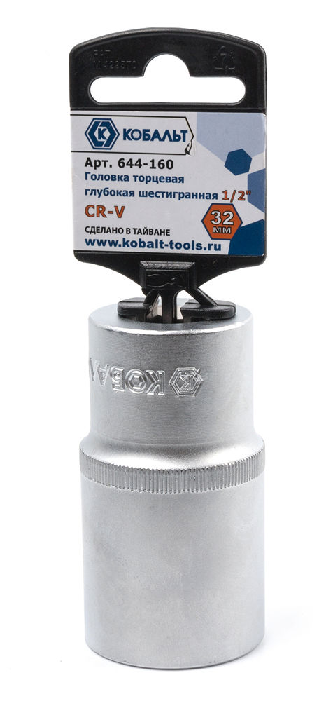 Головка торцевая глубокая КОБАЛЬТ 1/2", 32 мм, Cr-V(1 шт.) подвес