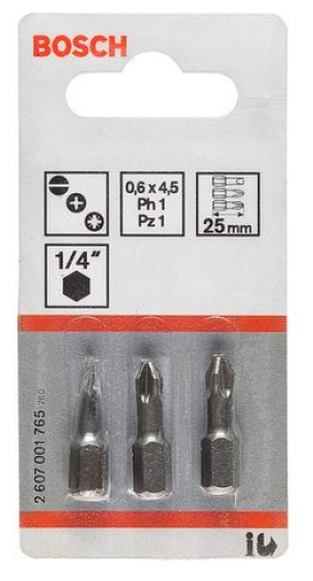 Бита BOSCH PH-3 x 25 мм (3 шт), блистер  (2607001515), шт