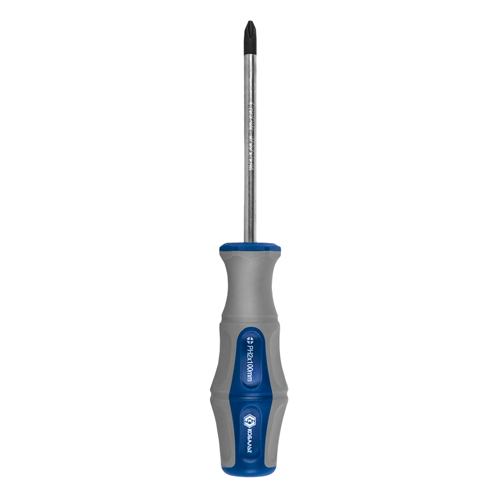 Отвёртка КОБАЛЬТ Ultra Grip PH-2 х 100 ммCR-V, двухкомпонентная рукоятка (1 шт.) подвес