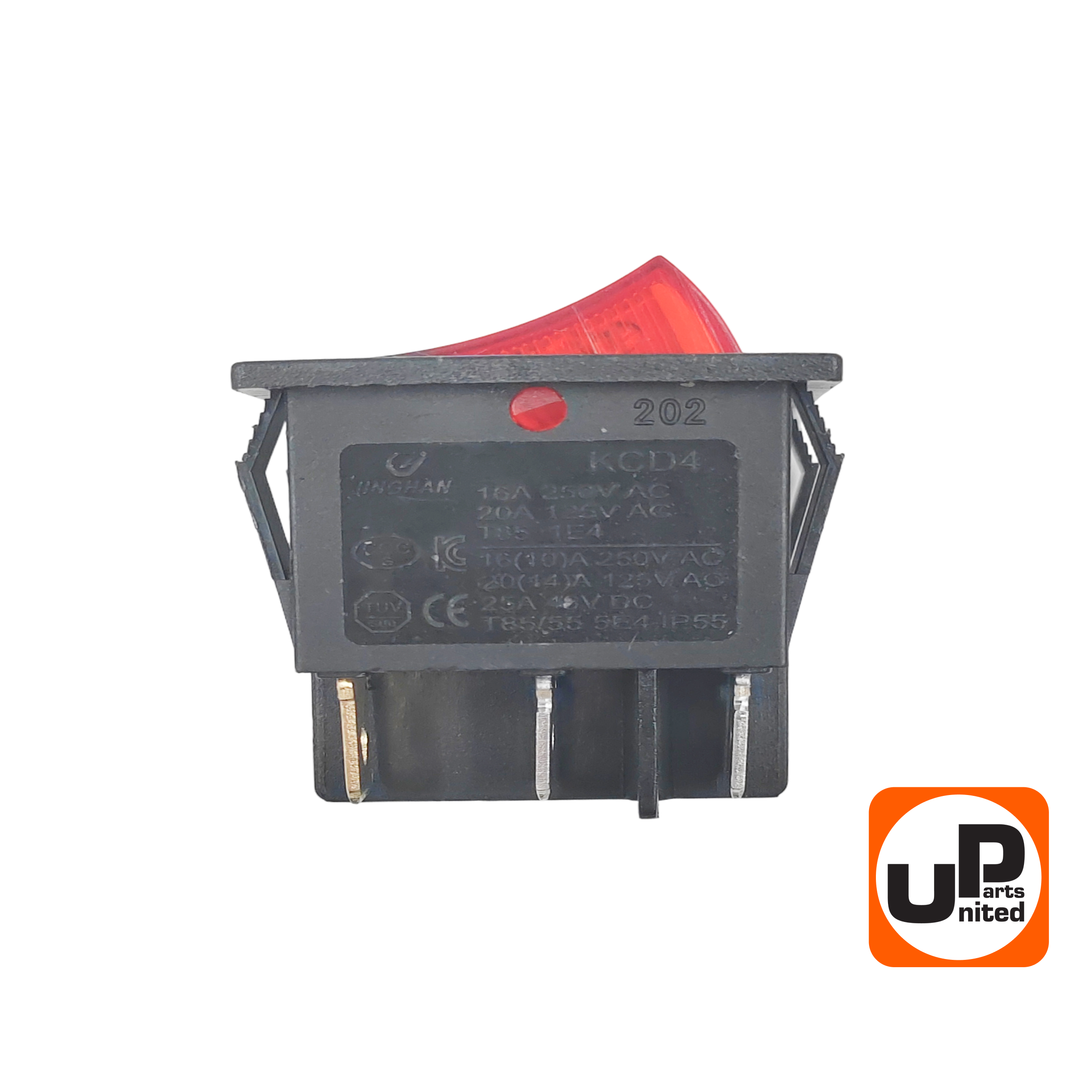 Выключатель UNITED PARTS KCD8, 250В, 16А, 6 контактов, 2 клавиши (31×25мм) (90-0253), шт