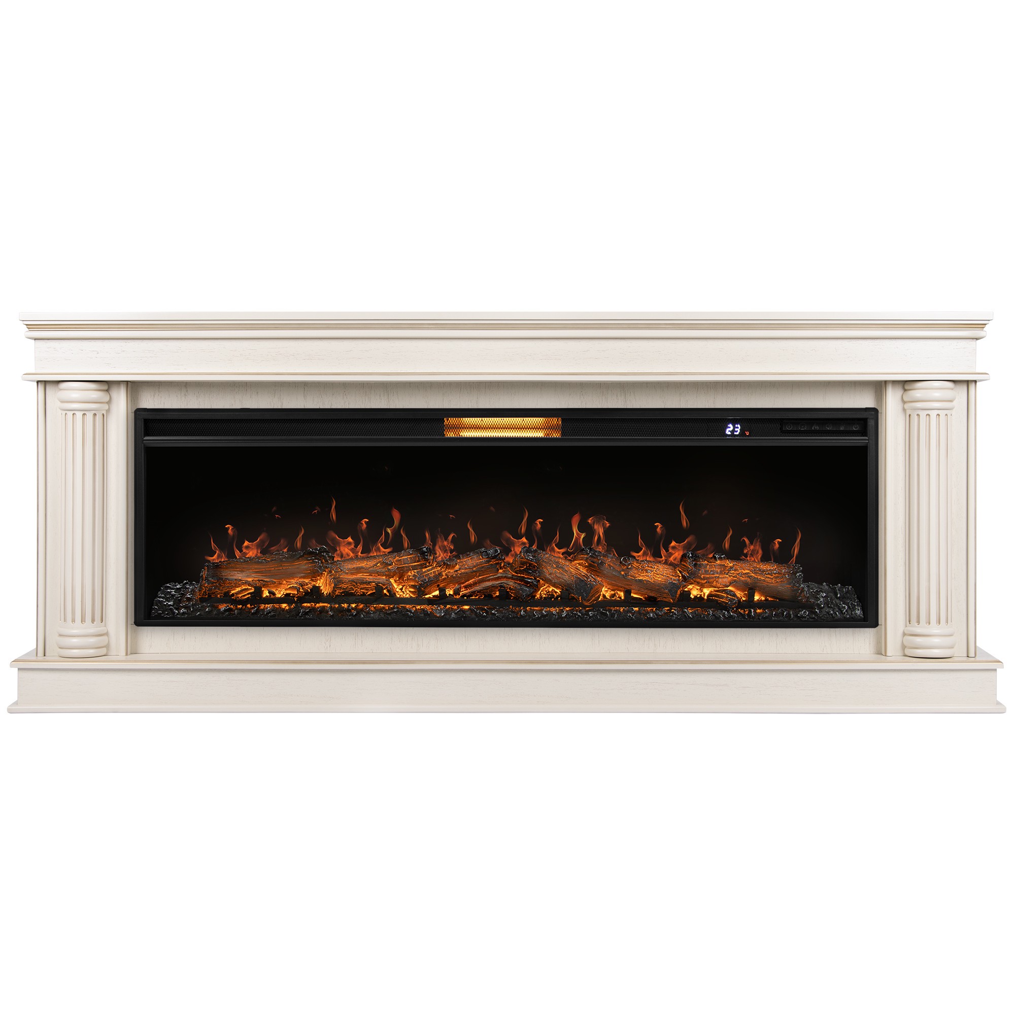 Каминокомплект: Очаг Royal Thermo Aurora RTFP/P-AR60LS, портал Olympia 60 сл. кость с зол. патиной