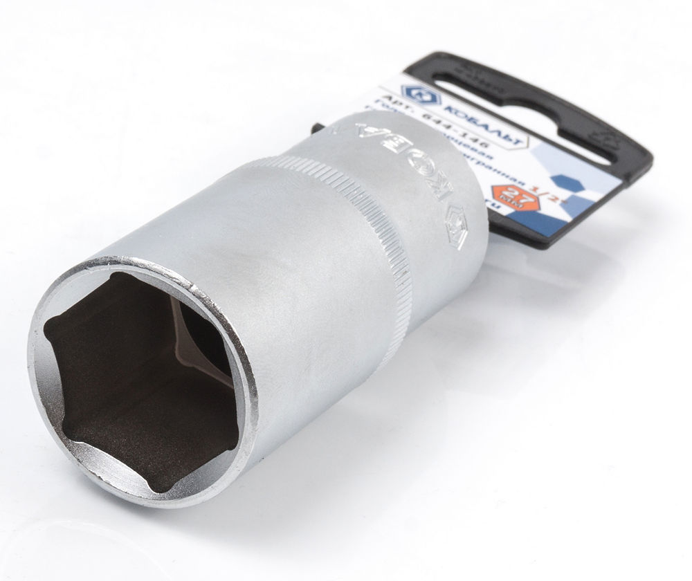 Головка торцевая глубокая КОБАЛЬТ 1/2", 27 мм, Cr-V(1 шт.) подвес