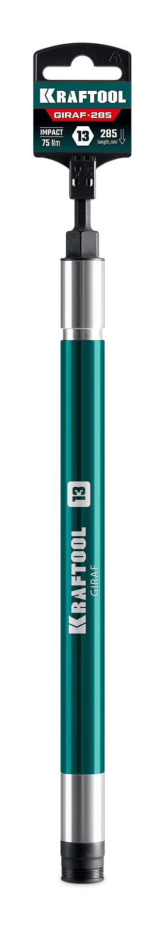 KRAFTOOL X-DRIVE LONG, 13 мм (М8), 285 мм, длинная ударная бита с торцовой головкой (26197-13)