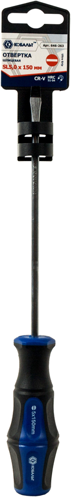 Отвёртка КОБАЛЬТ Ultra Grip SL 5,0 х 150 ммCR-V, двухкомпонентная рукоятка (1 шт.) подвес