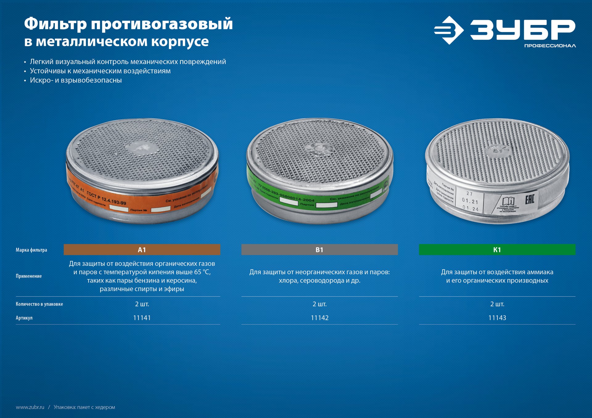 ЗУБР марка В1, два фильтра в упаковке, фильтры для РПГ-67, Профессионал (11143)