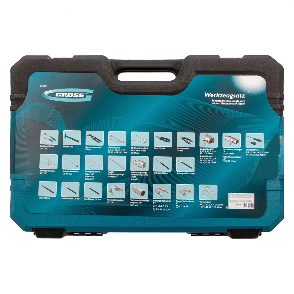 Набор инструментов, 1/4", 1/2", CrV, 120 зубьев, 115 предметов Gross