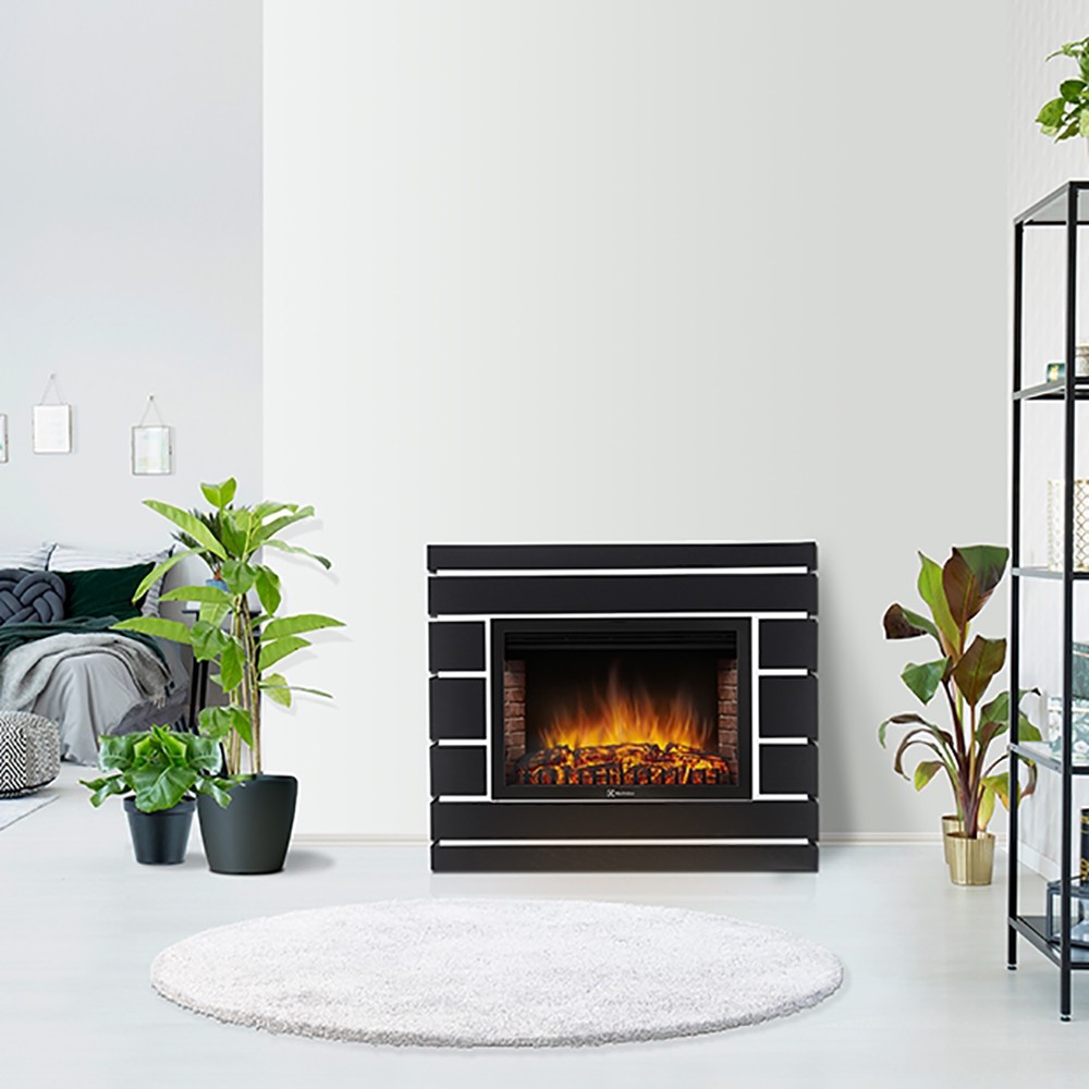 Каминокомплект: Очаг Electrolux EFP/P-3020LS N, портал Moderno 30 шпон чёрный дуб