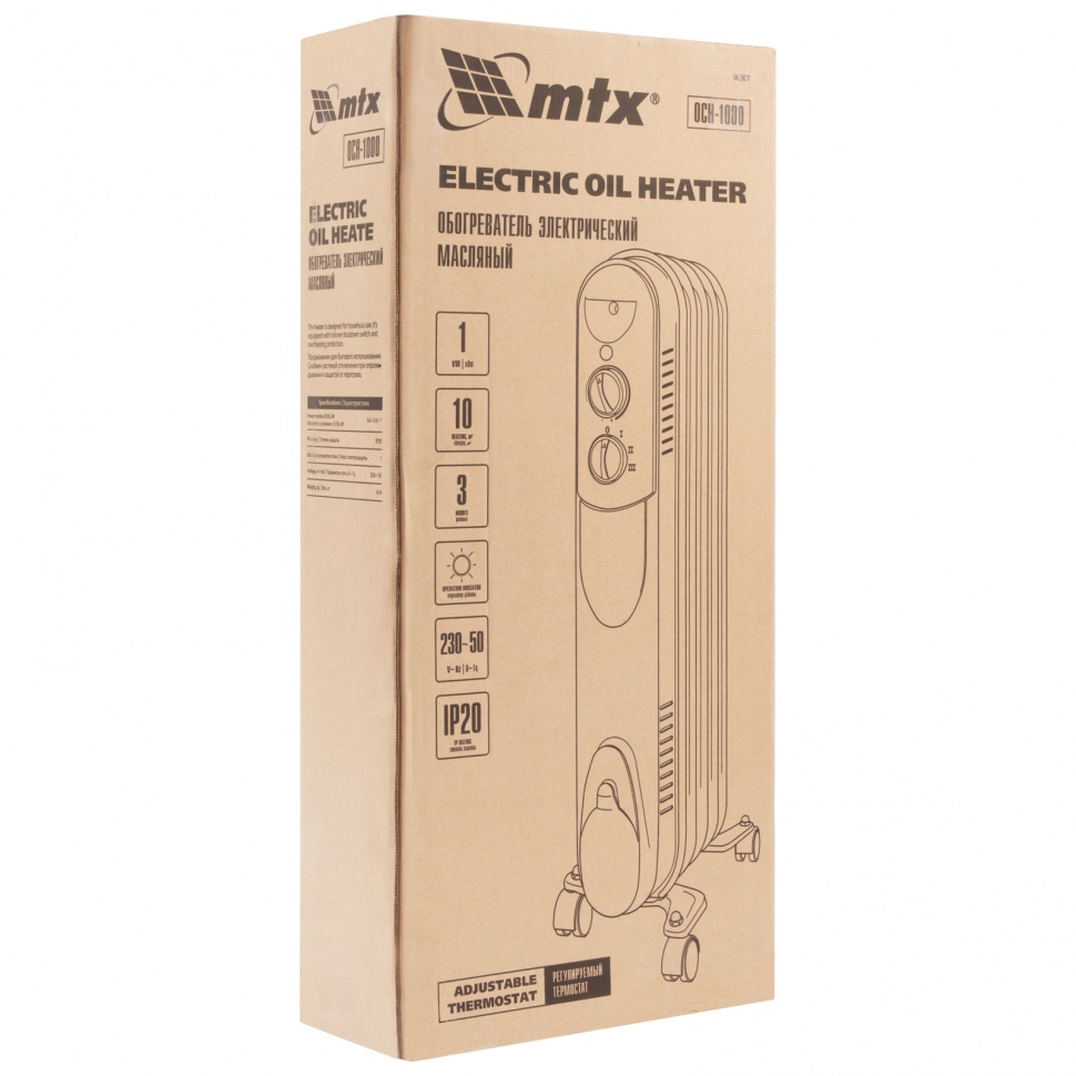 Масляный обогреватель MTX OCH-1000, 230 В, 1000 Вт MTX