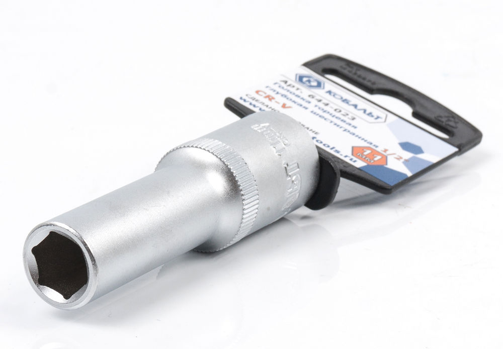 Головка торцевая глубокая КОБАЛЬТ 1/2", 11 мм, Cr-V(1 шт.) подвес