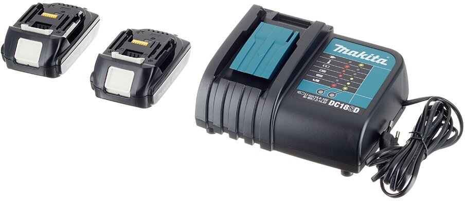 Зарядное устройство MAKITA набор MAKPAC 18 В, Li ion. 1,5 Ач (2 шт акк  BL1815N + зарядно (197143-8), шт