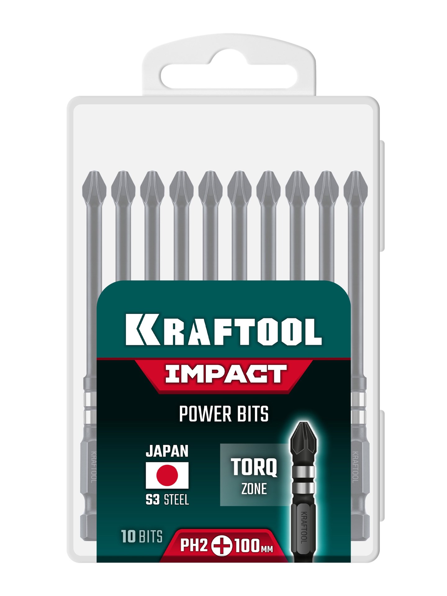 KRAFTOOL Impact PH 2, 100 мм, 10 шт, ударные биты (26191-2-100-S10)