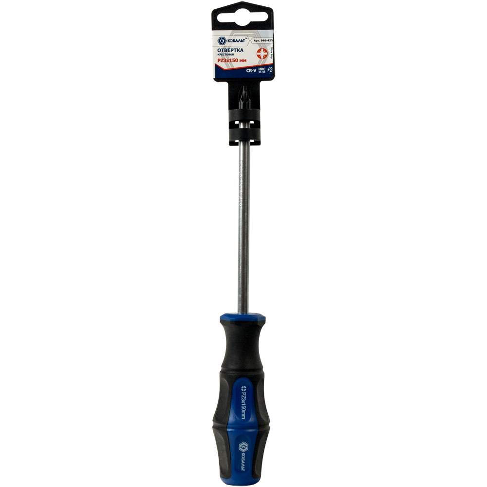 Отвёртка КОБАЛЬТ Ultra Grip PZ-3 х 150 ммCR-V, двухкомпонентная рукоятка (1 шт.) подвес