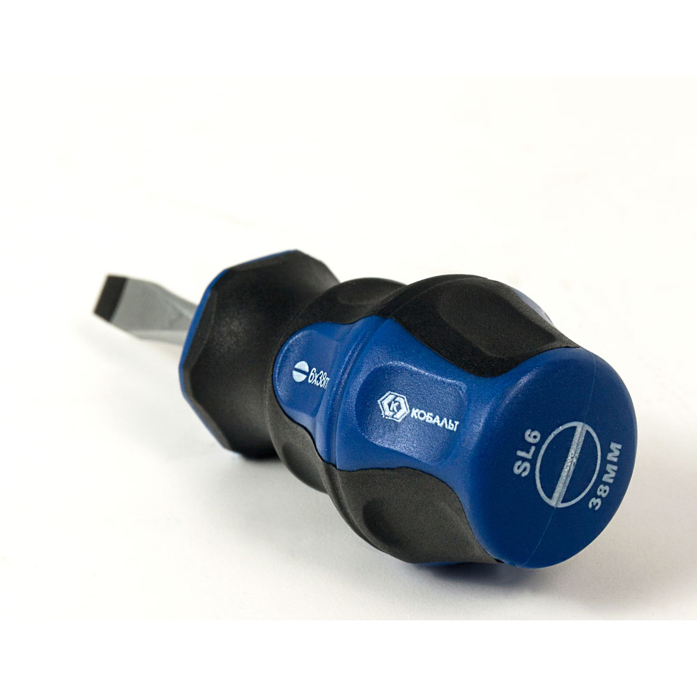 Отвёртка КОБАЛЬТ Ultra Grip SL 6,0 х 38 ммCR-V, двухкомпонентная рукоятка (1 шт.) подвес