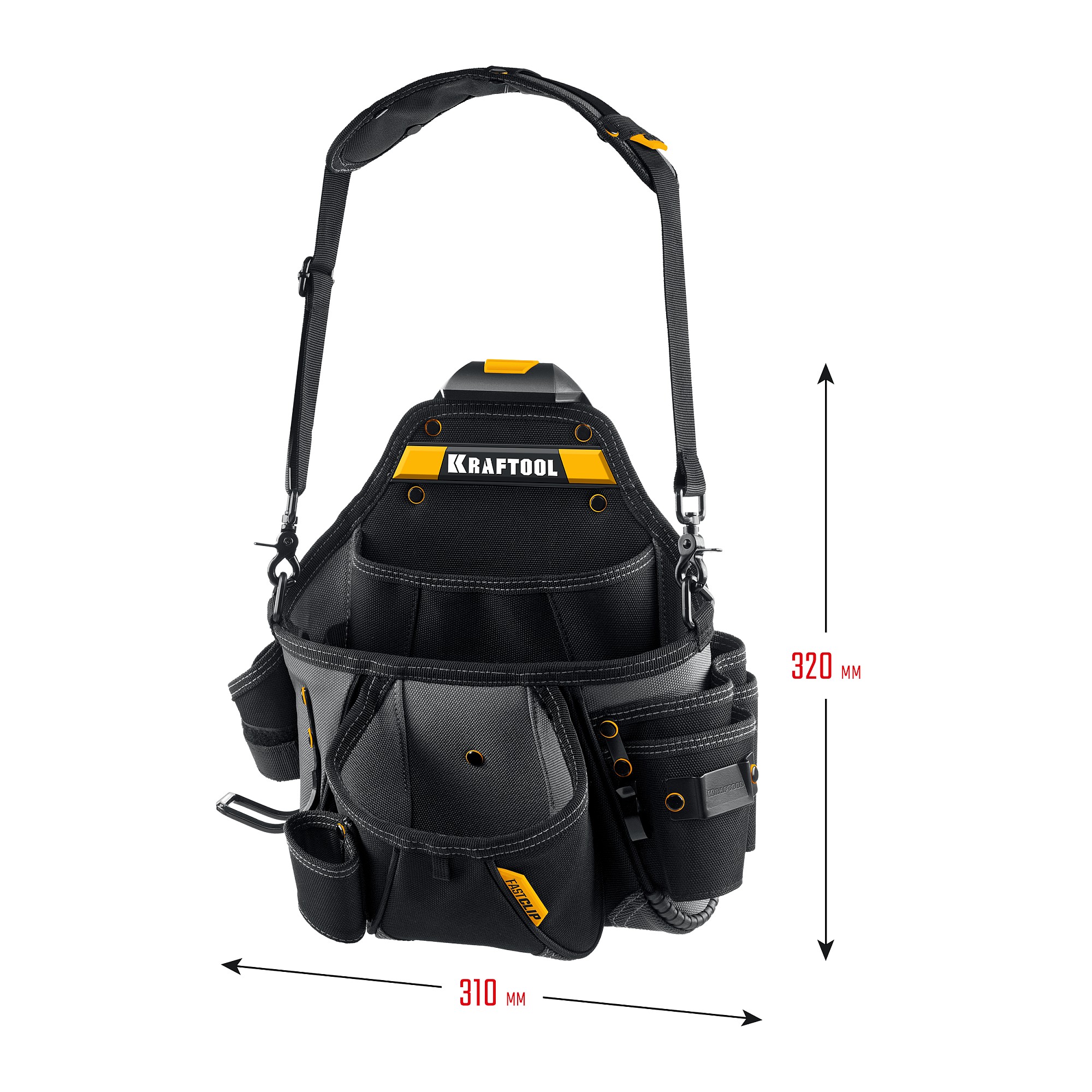 KRAFTOOL KPB-20 поясная сумка с быстросъёмным креплением FastClip, 320 х 310 мм (38767)
