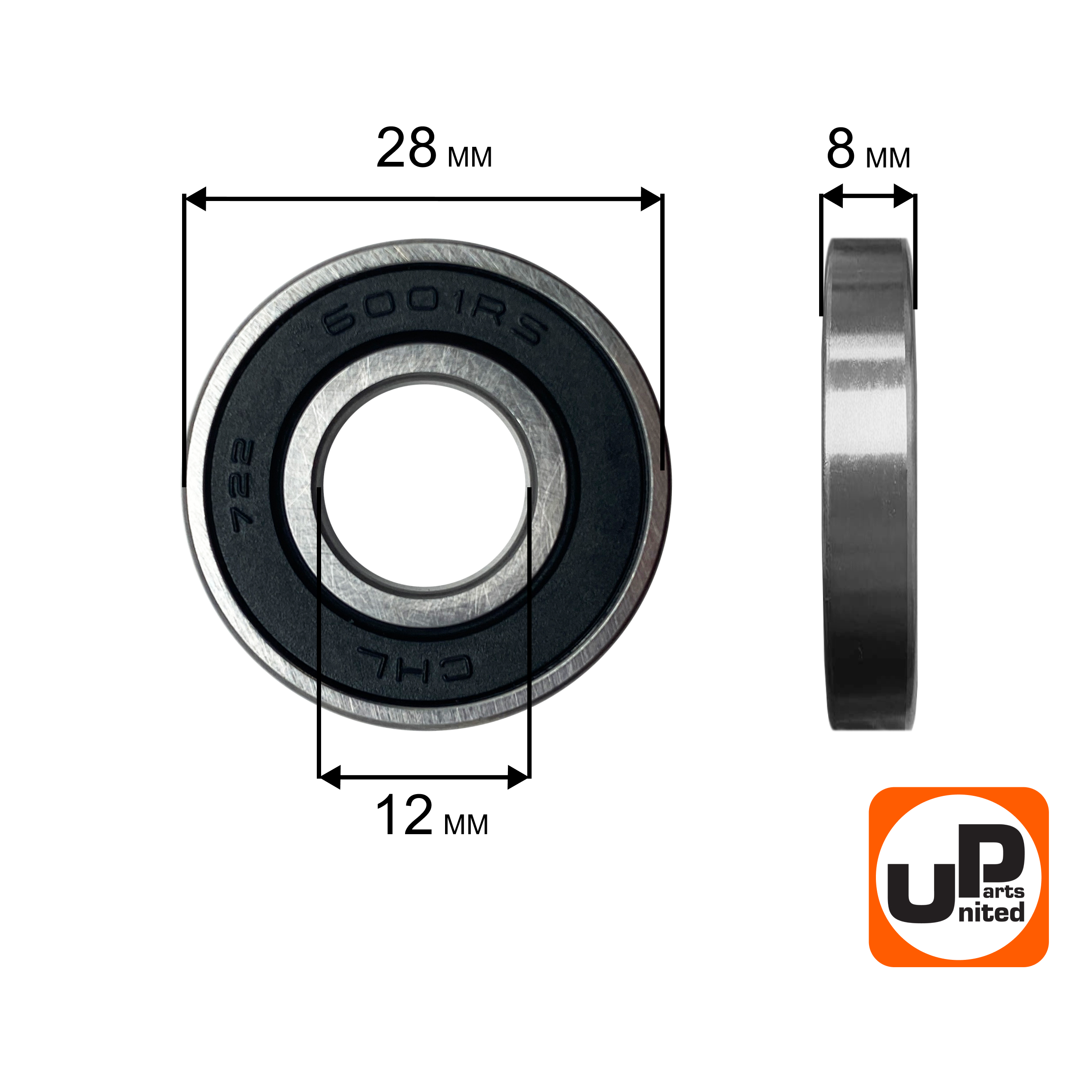 Подшипник шариковый UNITED PARTS 6001-2RS (90-0396), шт